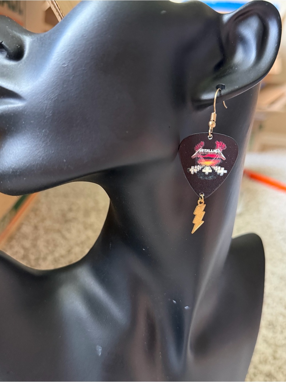 Metallica Guitar pick Lightning bolt earrings